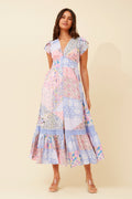 Women Boho short Sleeved Maxi Dress